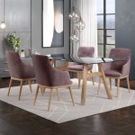 Mesa Caen Carvalho/Vidro Preto com 4 Cadeiras Modena
