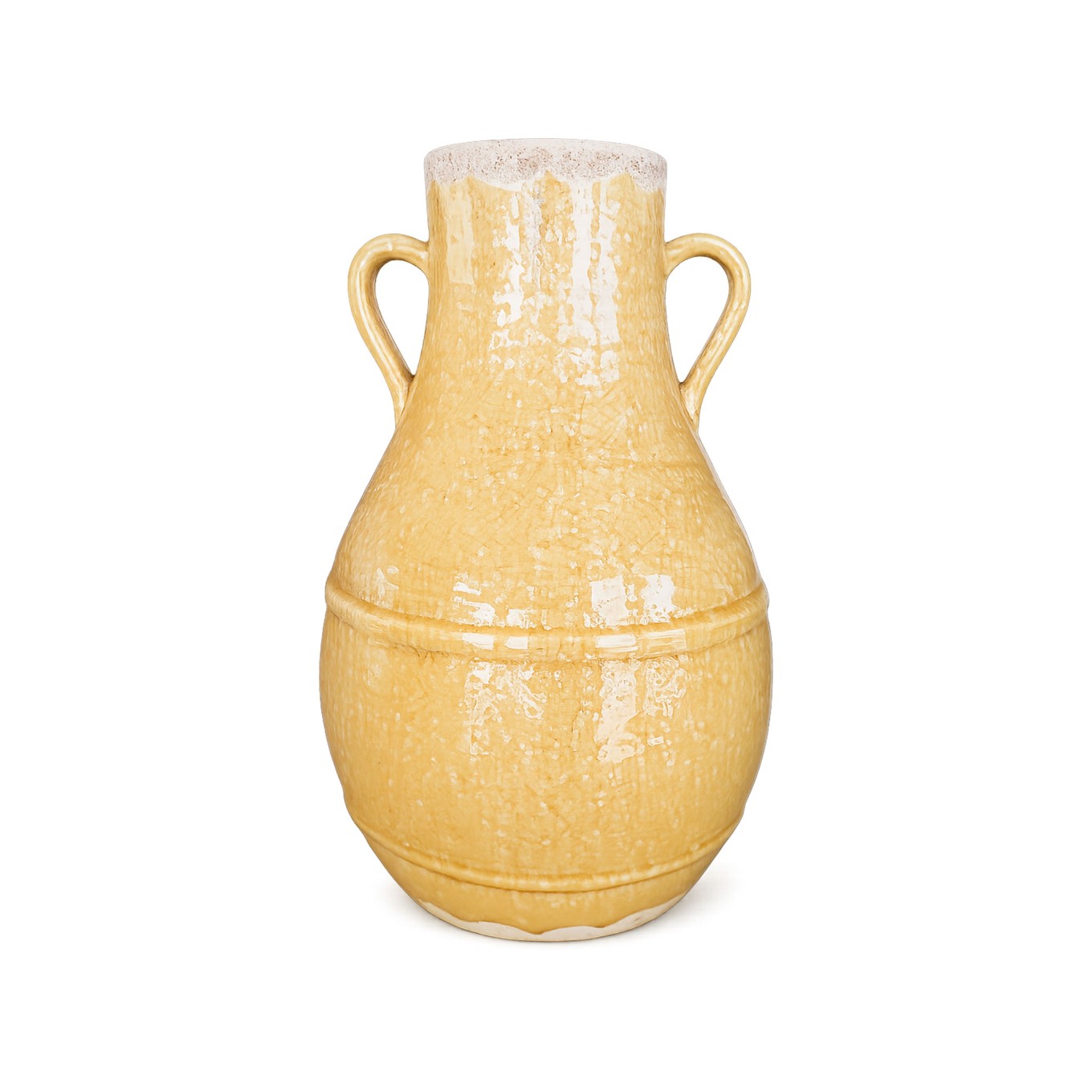 Jarra Decorativa Reactive com Pegas em Cer�mica Amarela