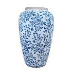 Jarra Decorativa Sea em Cerâmica Branco e Azul
