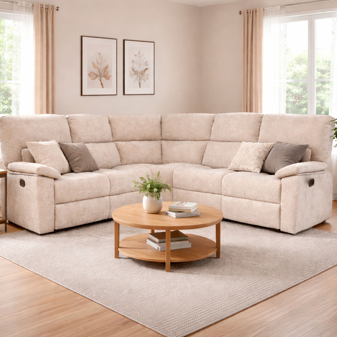 Sof� de Canto Lakeville Taupe com Relax Manual
