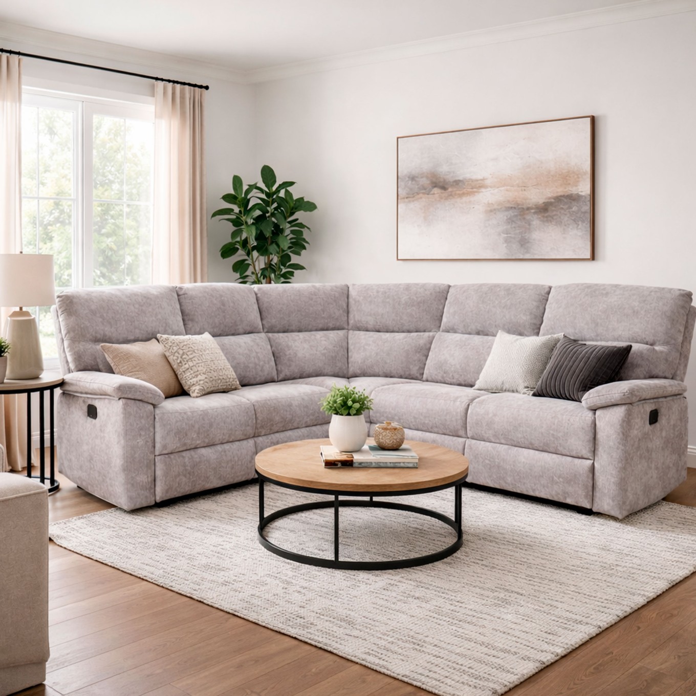 Sof� de Canto Lakeville Cinza com Relax Manual
