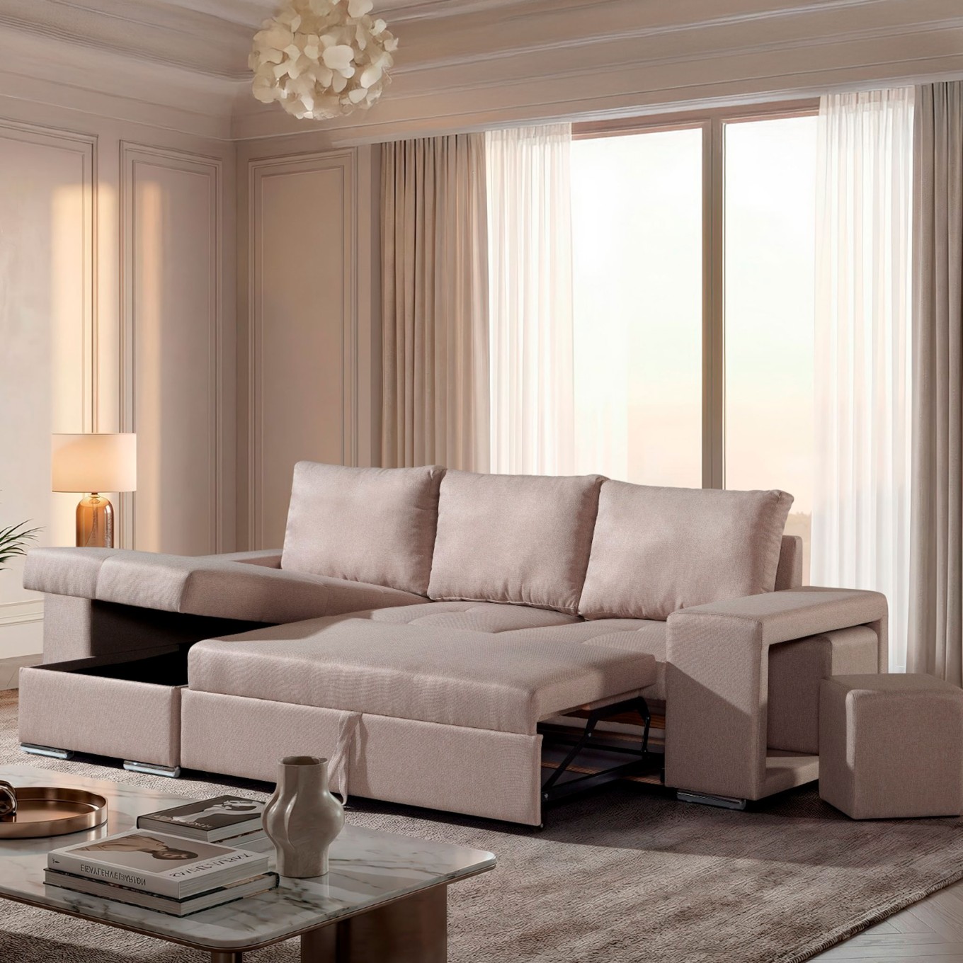 Sof� Chaise Longue New Charlotte Esquerda com cama