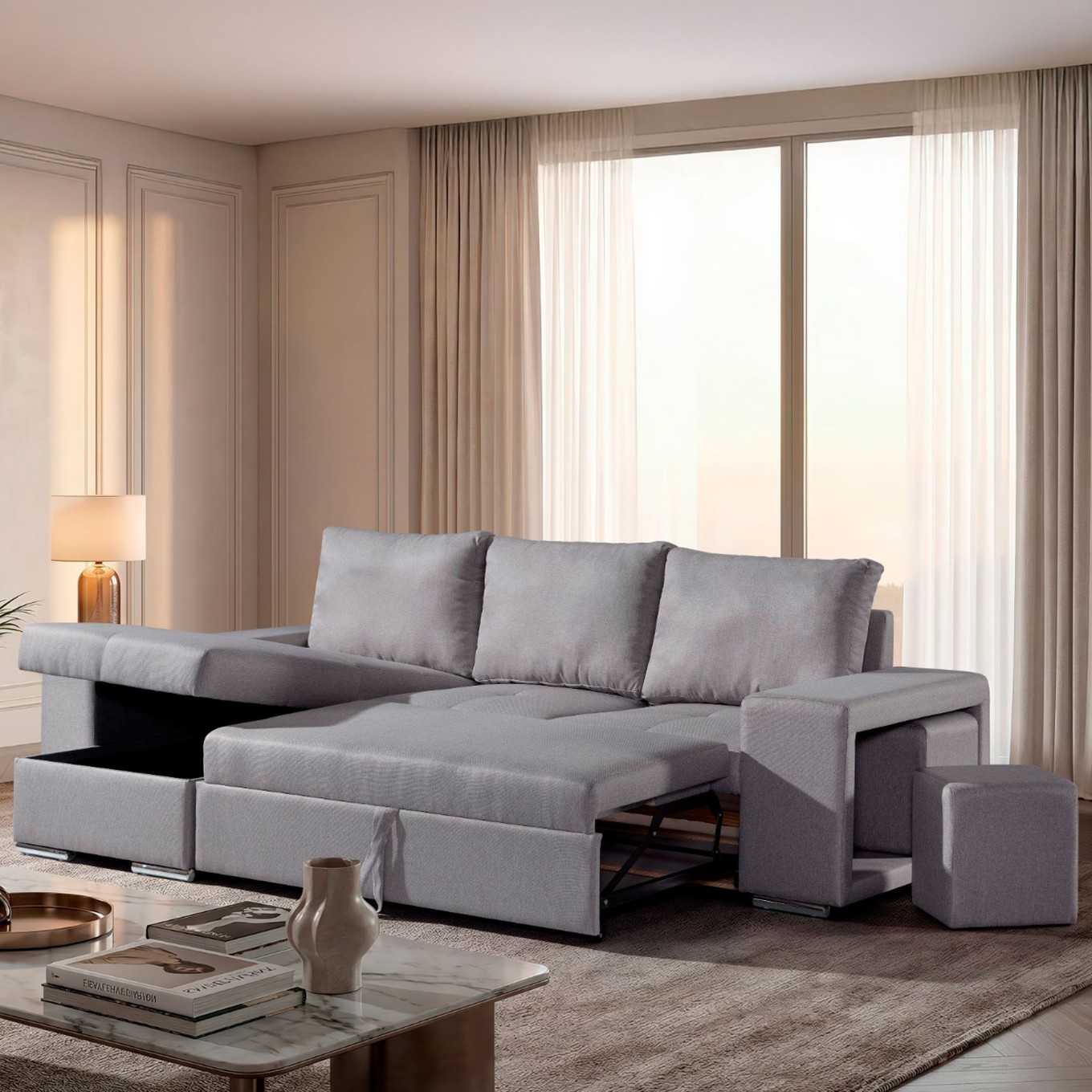 Sof� Chaise Longue New Charlotte Esquerda com cama