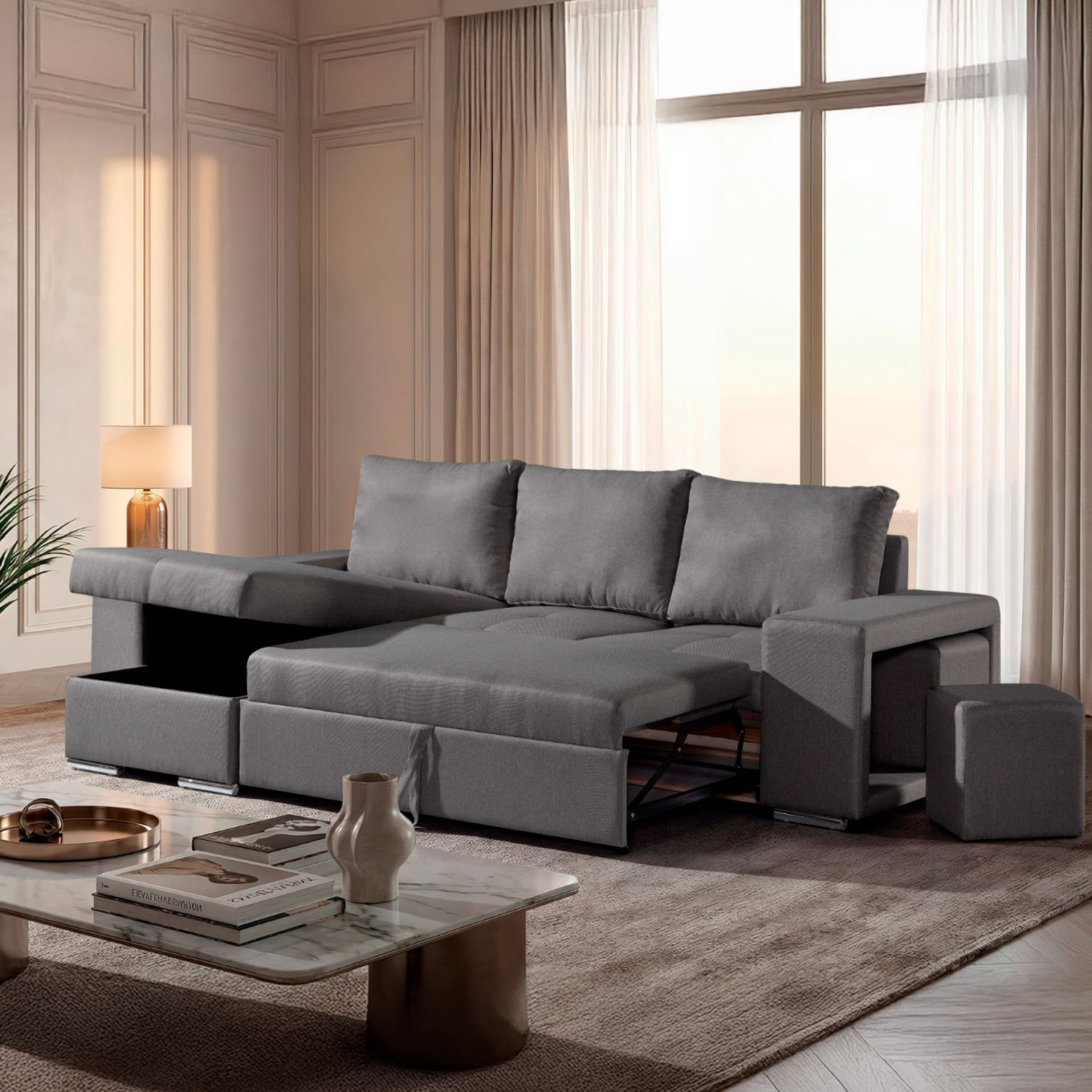 Sof� Chaise Longue New Charlotte Esquerda com cama