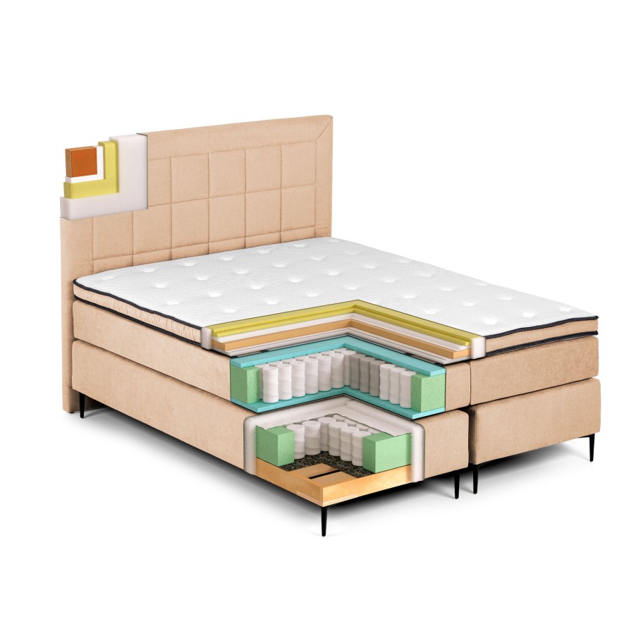 Cama Box Spring Allana Bege c/ Colchão 160x200