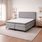 Cama Box Spring Allana Cinza c/ Colchão 160x200