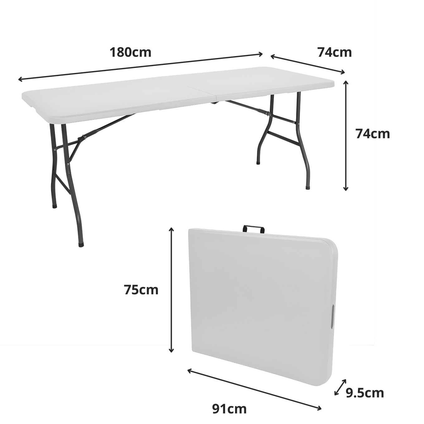 Mesa Dobr�vel Tenerife Branca 180cm Retangular Port�til