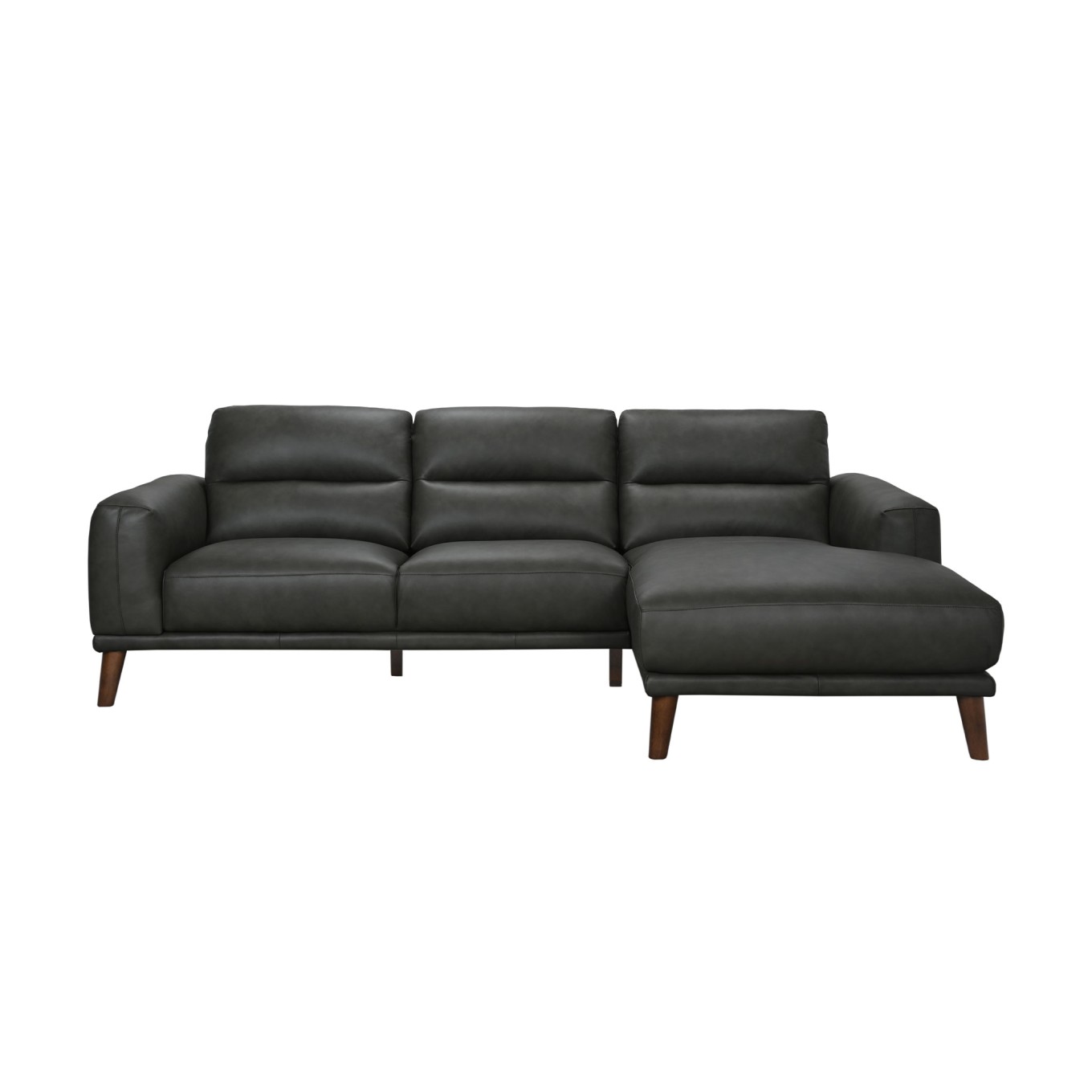 Sofá Chaise Longue Villanova Direita em Pele Cinza Escuro