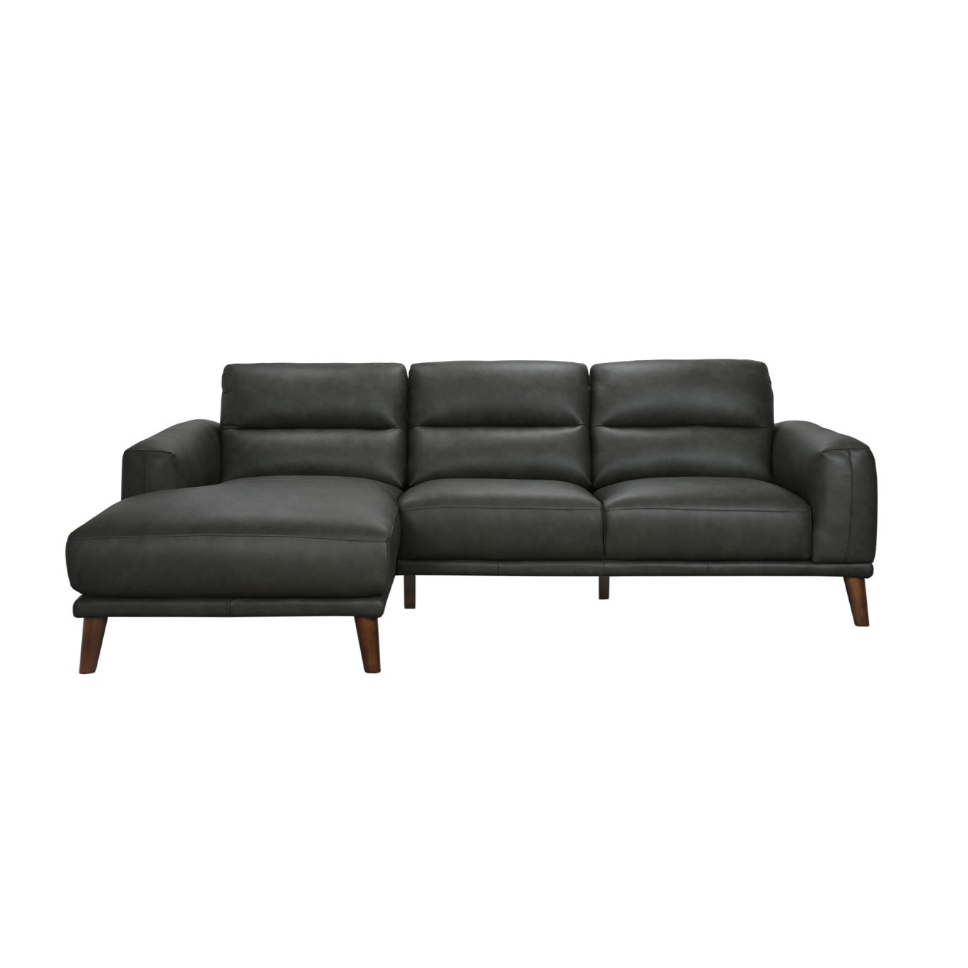 Sof� Chaise Longue Villanova Esquerda em Pele Cinza Escuro