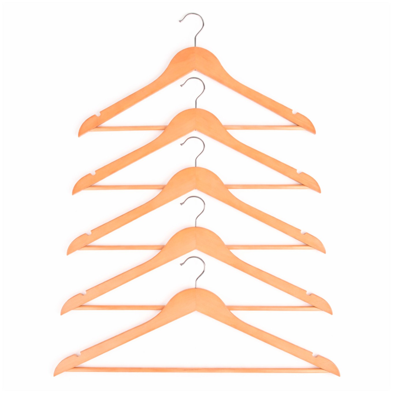 Conjunto de 5 Cabides de Madeira Natural