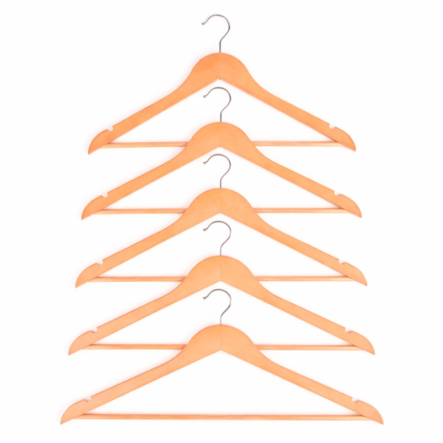 Conjunto de 5 Cabides de Madeira Natural