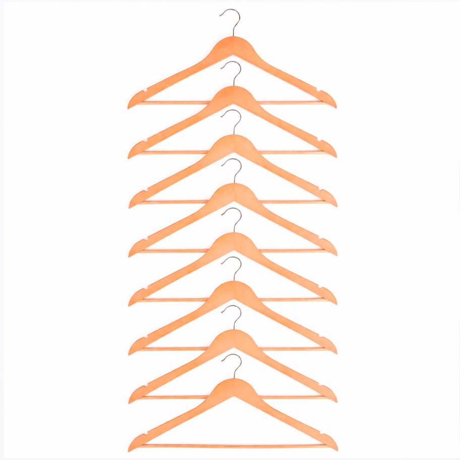 Conjunto de 8 Cabides de Madeira Natural