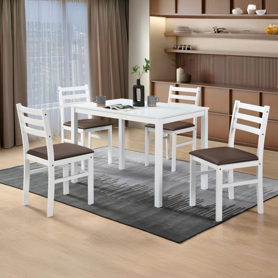 Mesa Seatle Branco com 4 Cadeiras