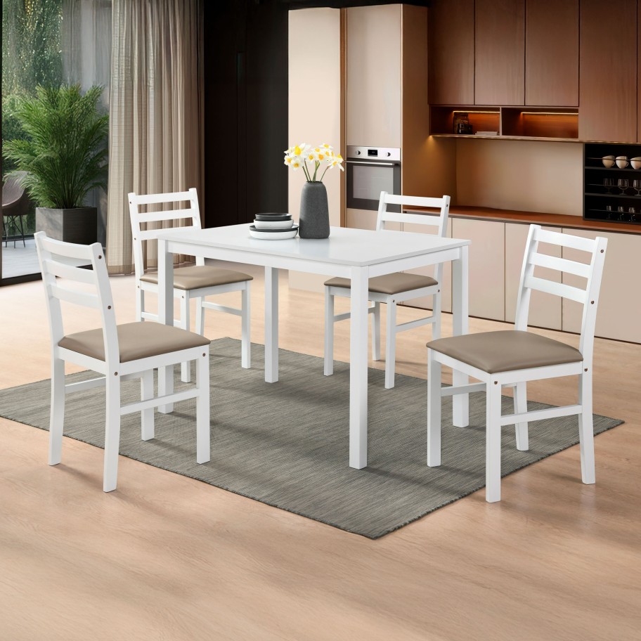 Mesa Seatle Branco com 4 Cadeiras