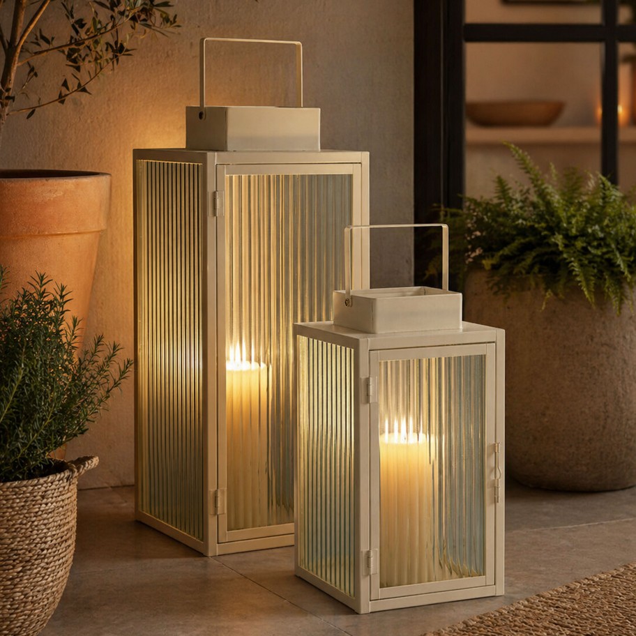 Conjunto de 2 Lanternas Decorativas Vidro/Metal