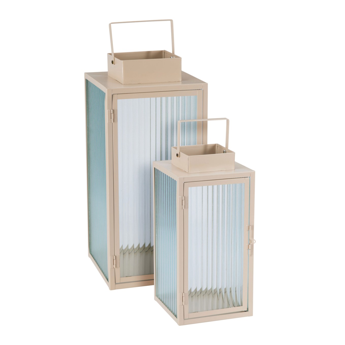 Conjunto de 2 Lanternas Decorativas Vidro/Metal