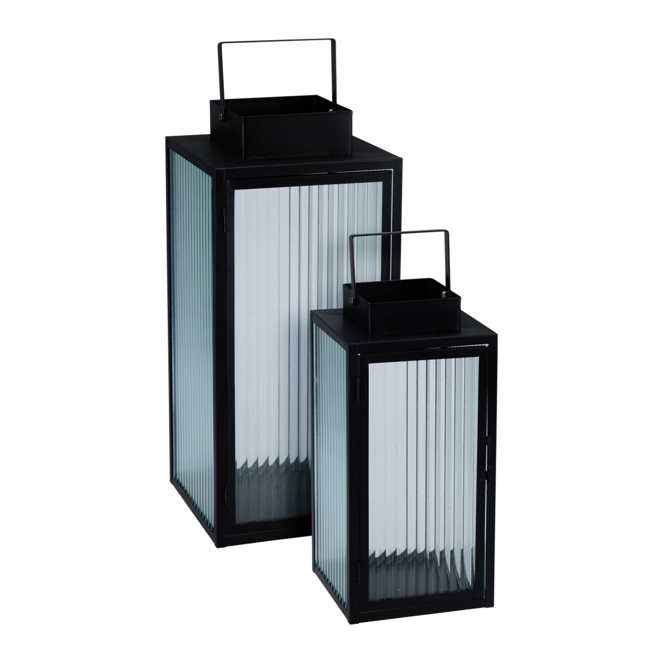 Conjunto de 2 Lanternas Decorativas Vidro/Metal