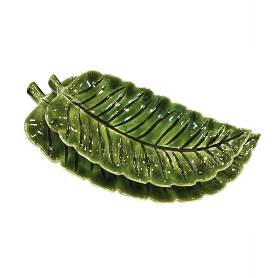 Conjunto de 2 Centros de Mesa Folha Verde
