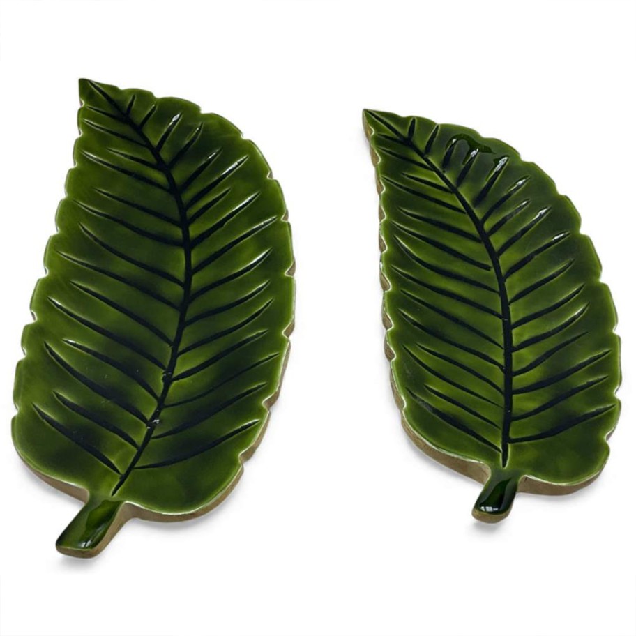 Conjunto de 2 Centros de Mesa Folha Verde