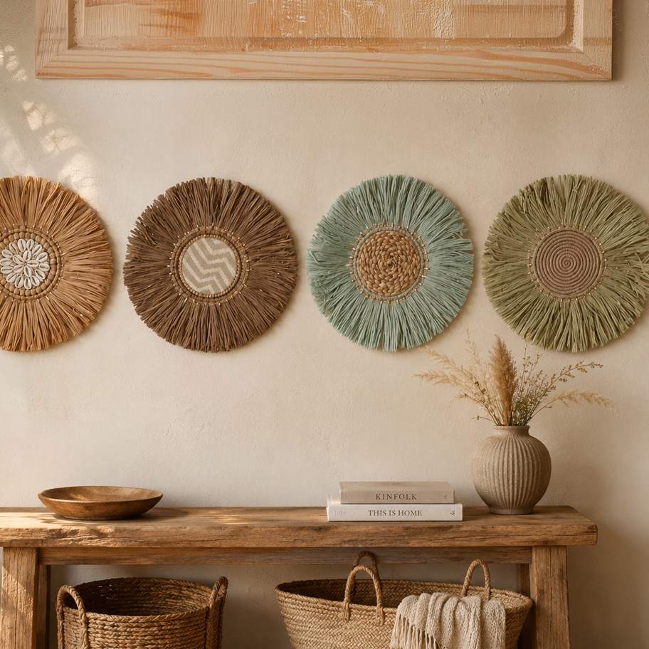 Decoração de Parede em Ráfia 26cm 4 modelos