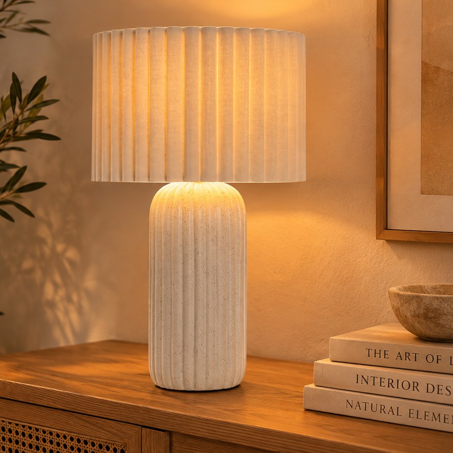 Candeeiro de Mesa Cerâmica Branco