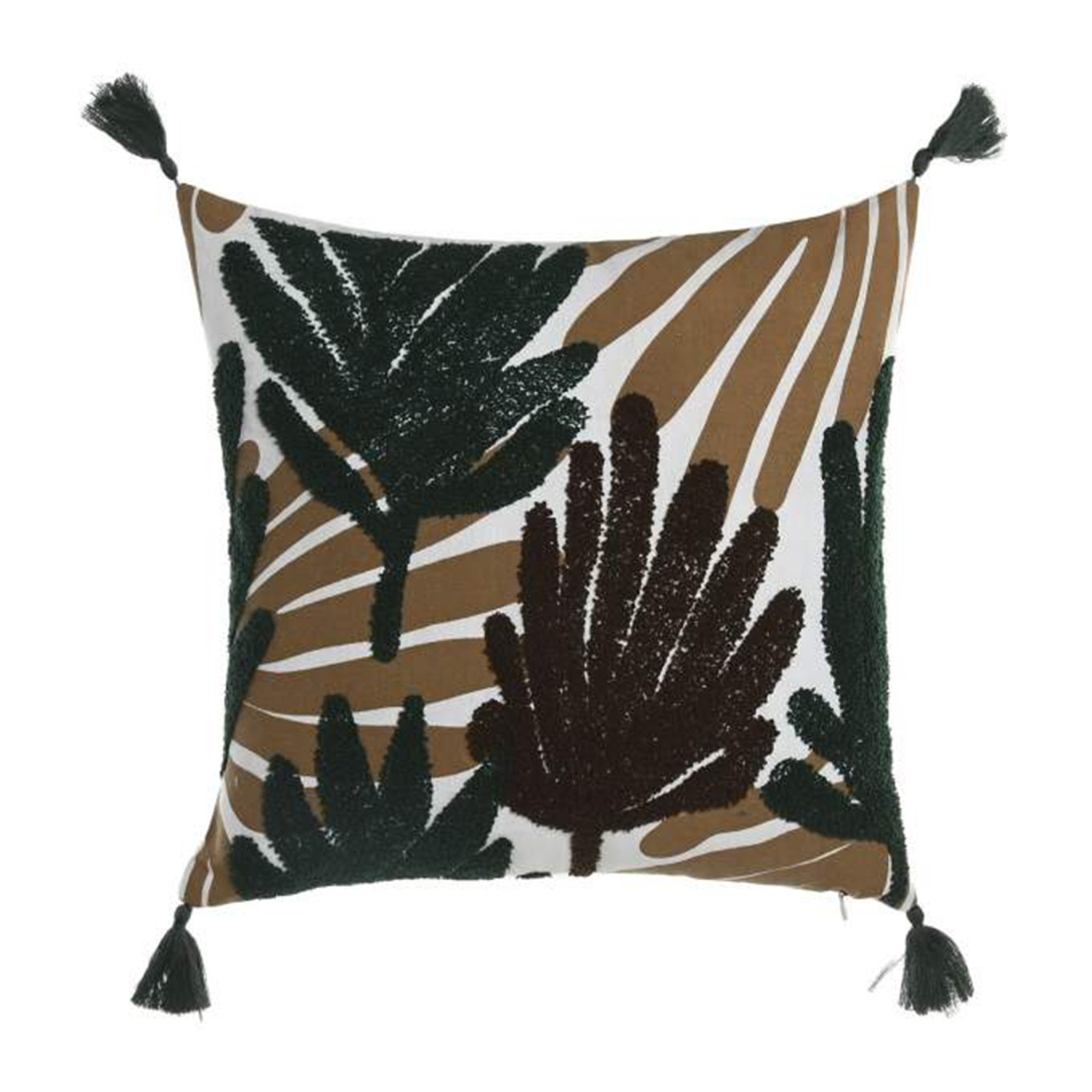 Almofada Algod�o Castanha com Aplica��es 45x45cm
