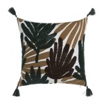Almofada Algod�o Castanha com Aplica��es 45x45cm
