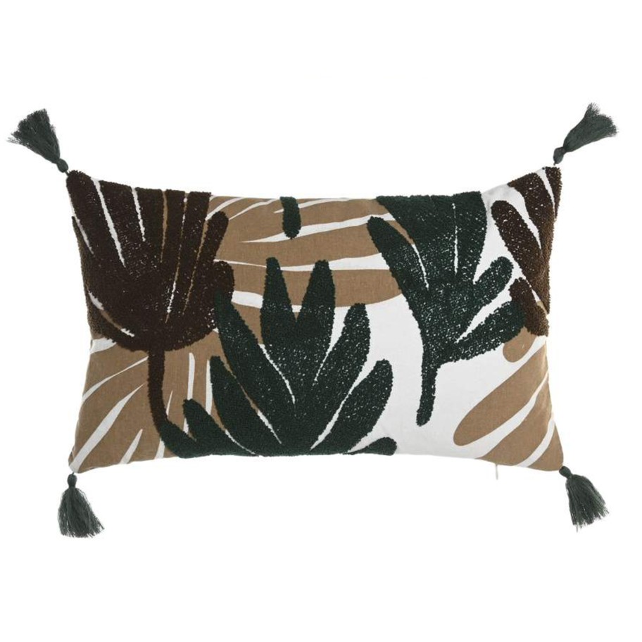 Almofada Algod�o Castanha com Aplica��es 45x45cm