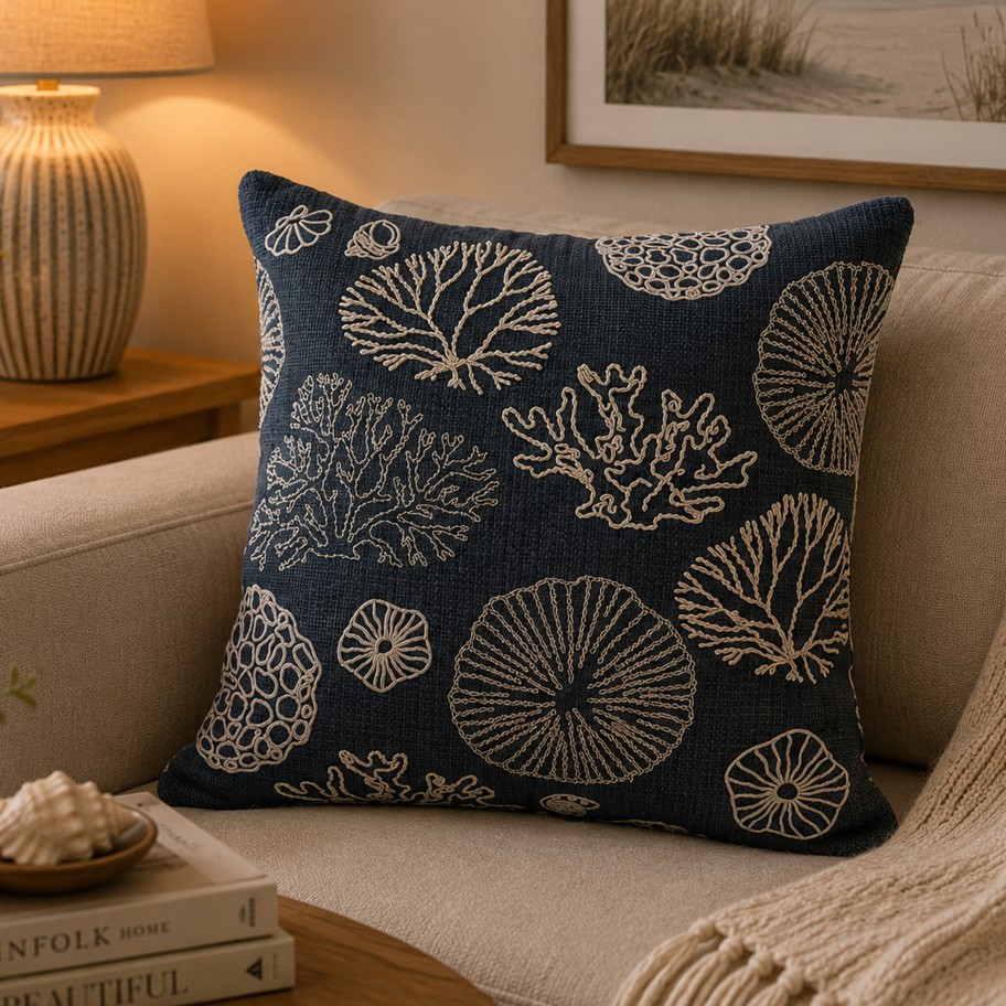 Almofada Mar�tima Linho Azul 45x45cm