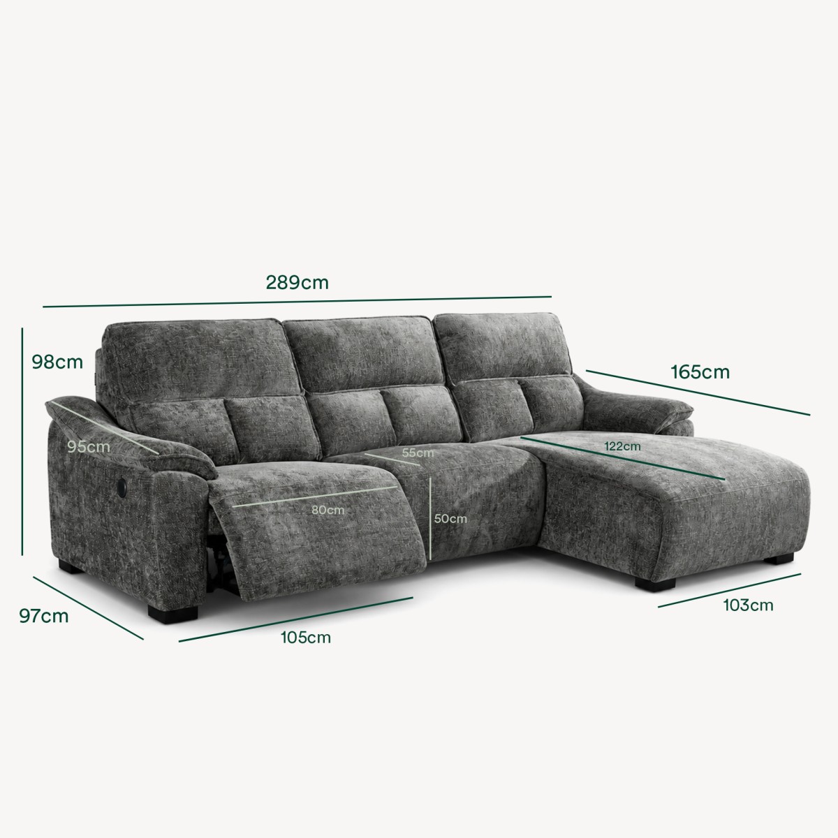 Sofá Chaise Longue Minnesota com Relax Esquerda