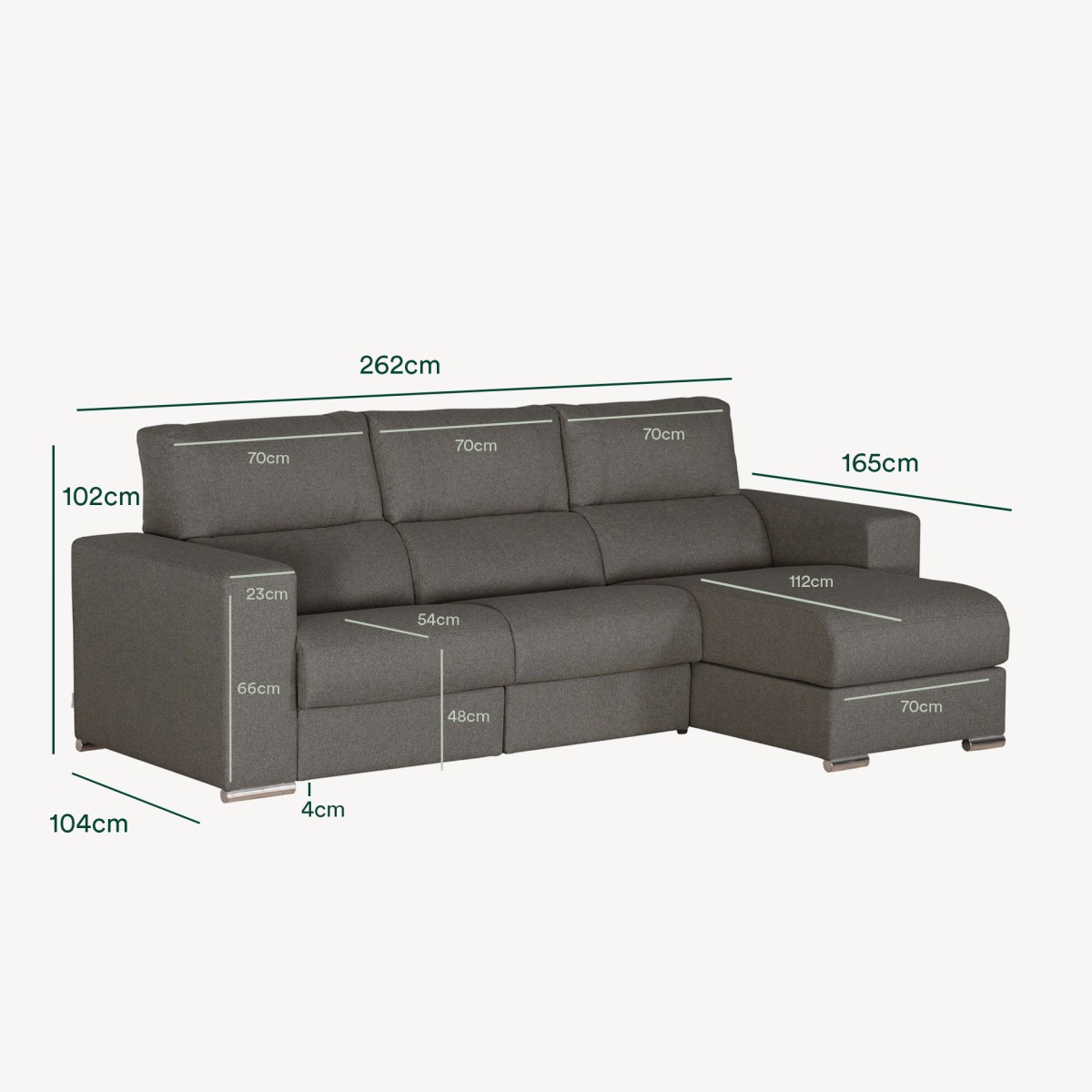 Sofá Chaise Longue Washington com Relax Elétrico