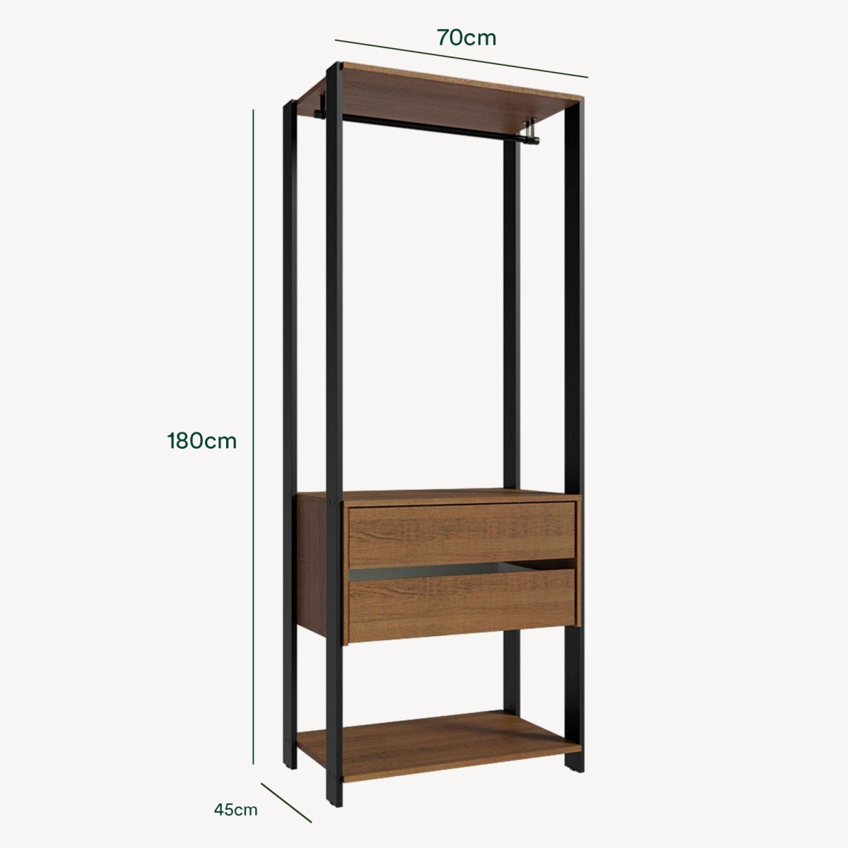 Módulo Style para Closet 70cm (2 Gavetas + 1 Prateleira)