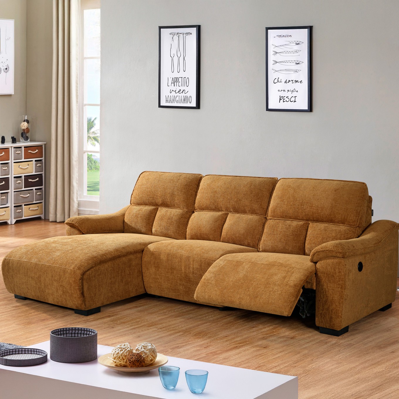 Sof� Chaise Longue Minnesota com Relax Esquerda