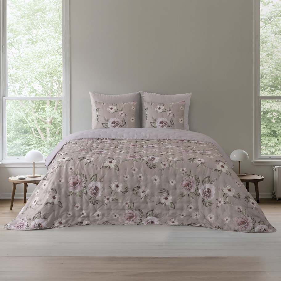 Cobertura Acolchoada Pivoine Estampada - Cama Individual