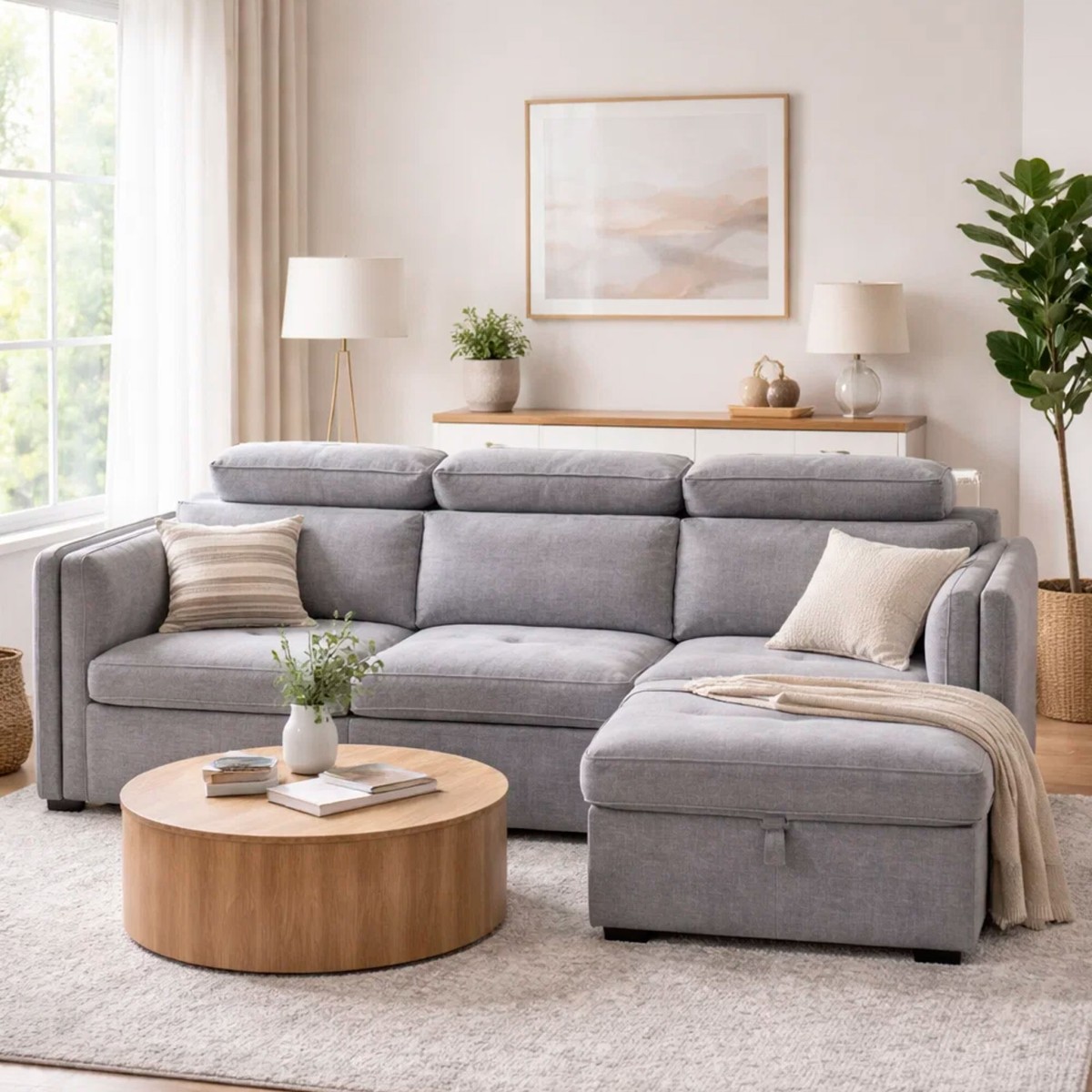 Sofá Chaise Longue Blaine Direita com cama