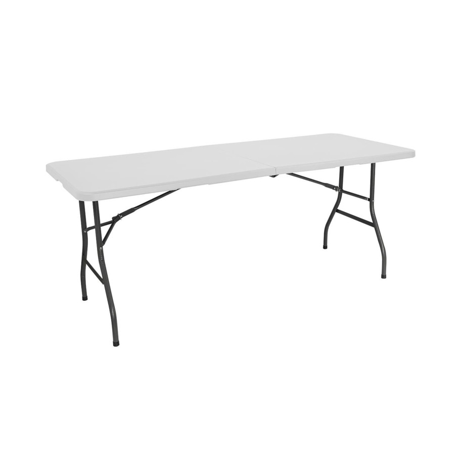 Mesa Dobrável Tenerife Branca 180cm Retangular Portátil