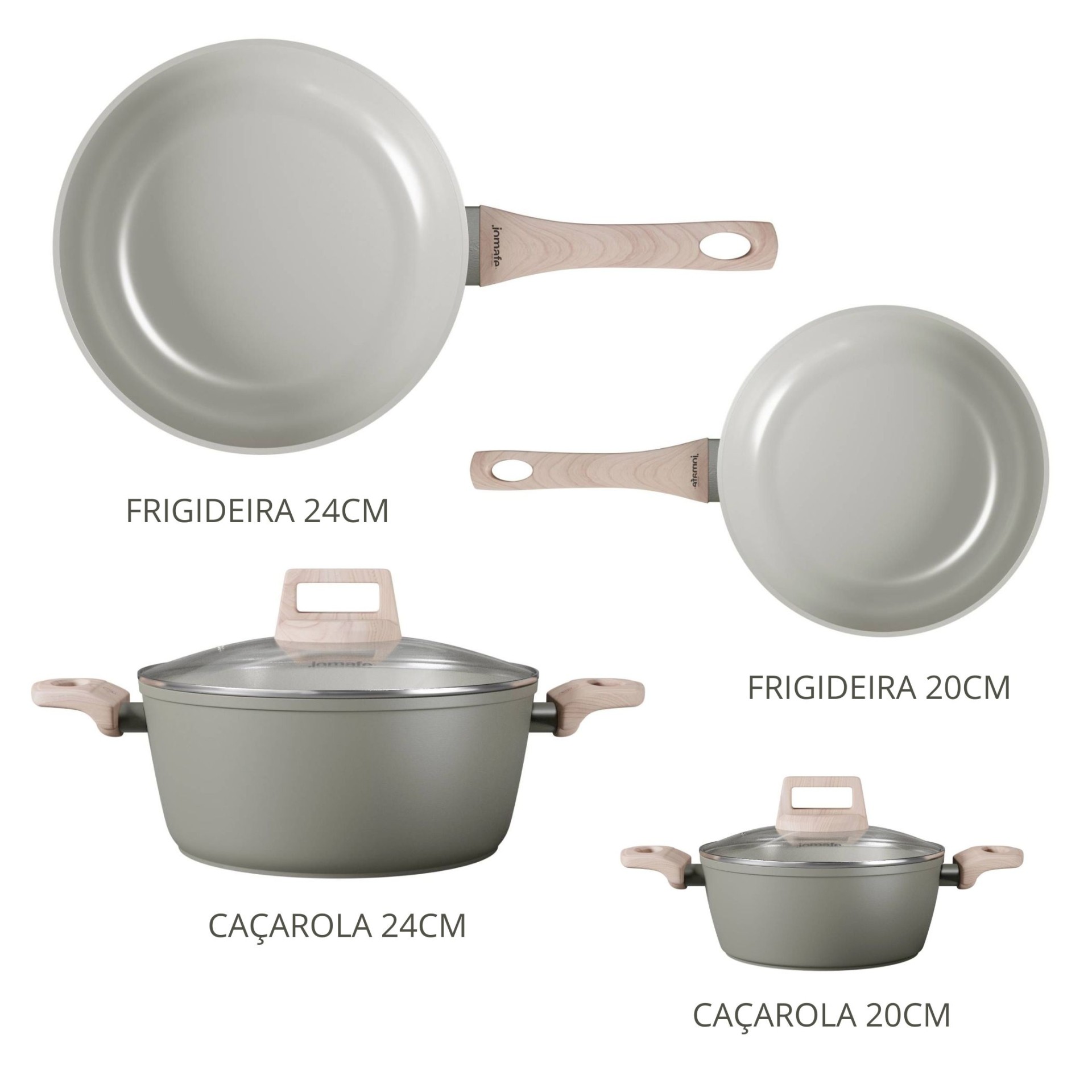 Conjunto Panelas Jade Olive 4 Peças