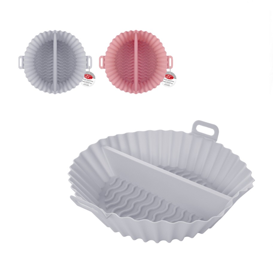 Forma Redonda Silicone para Airfryer com Divisória 2 Cores Sortidas