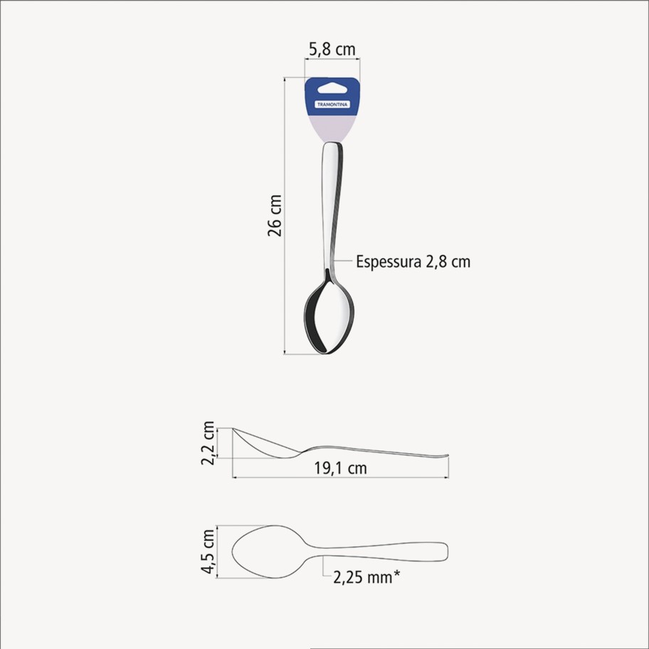 Conjunto de 3 Colheres de Mesa em Inox