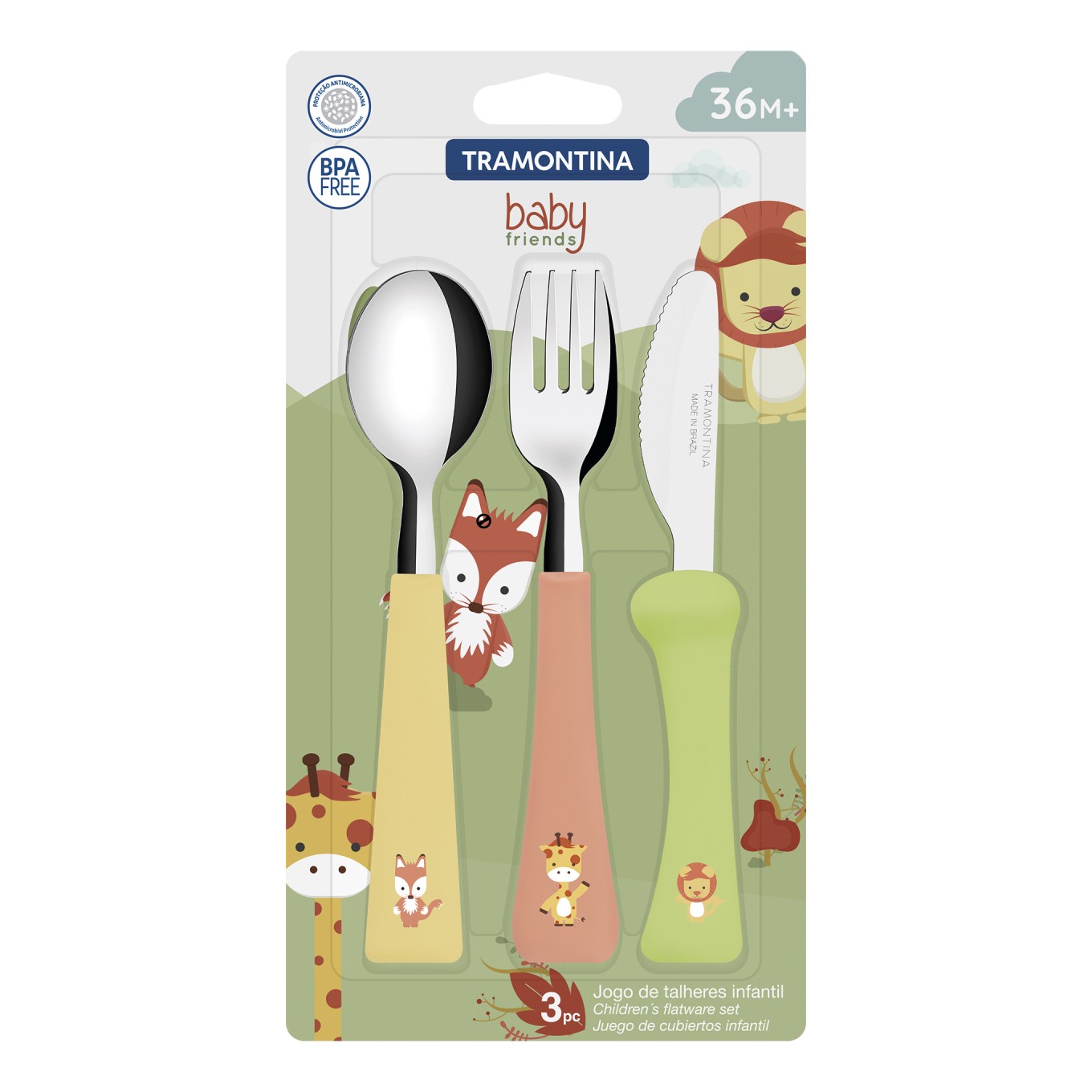 Conjunto de 3 talheres Infantis Baby Friends