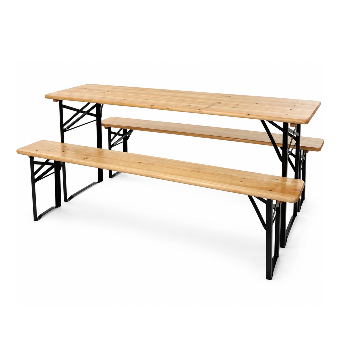 Conjunto de Refei��o Mesa e Bancos Dobr�veis de Madeira