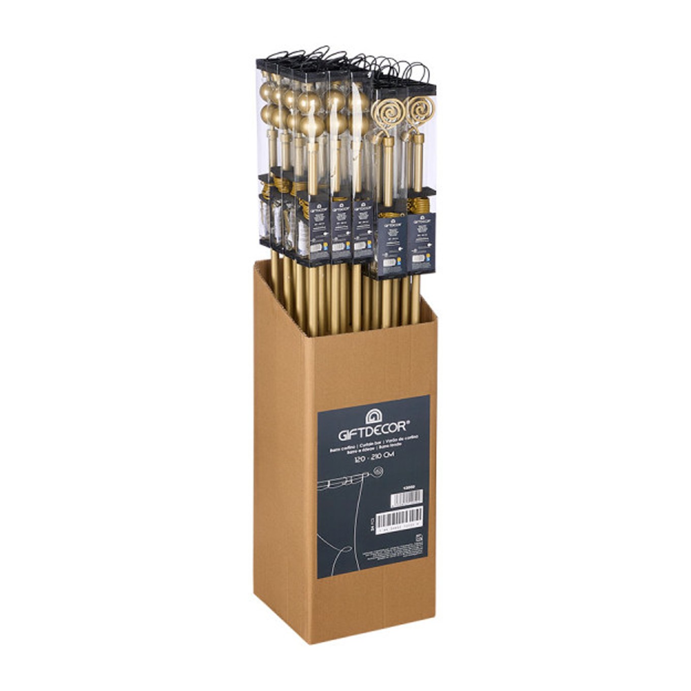 Kit Var�o Extens�vel para Cortinas 120-240cm com Suportes e Terminais Dourado