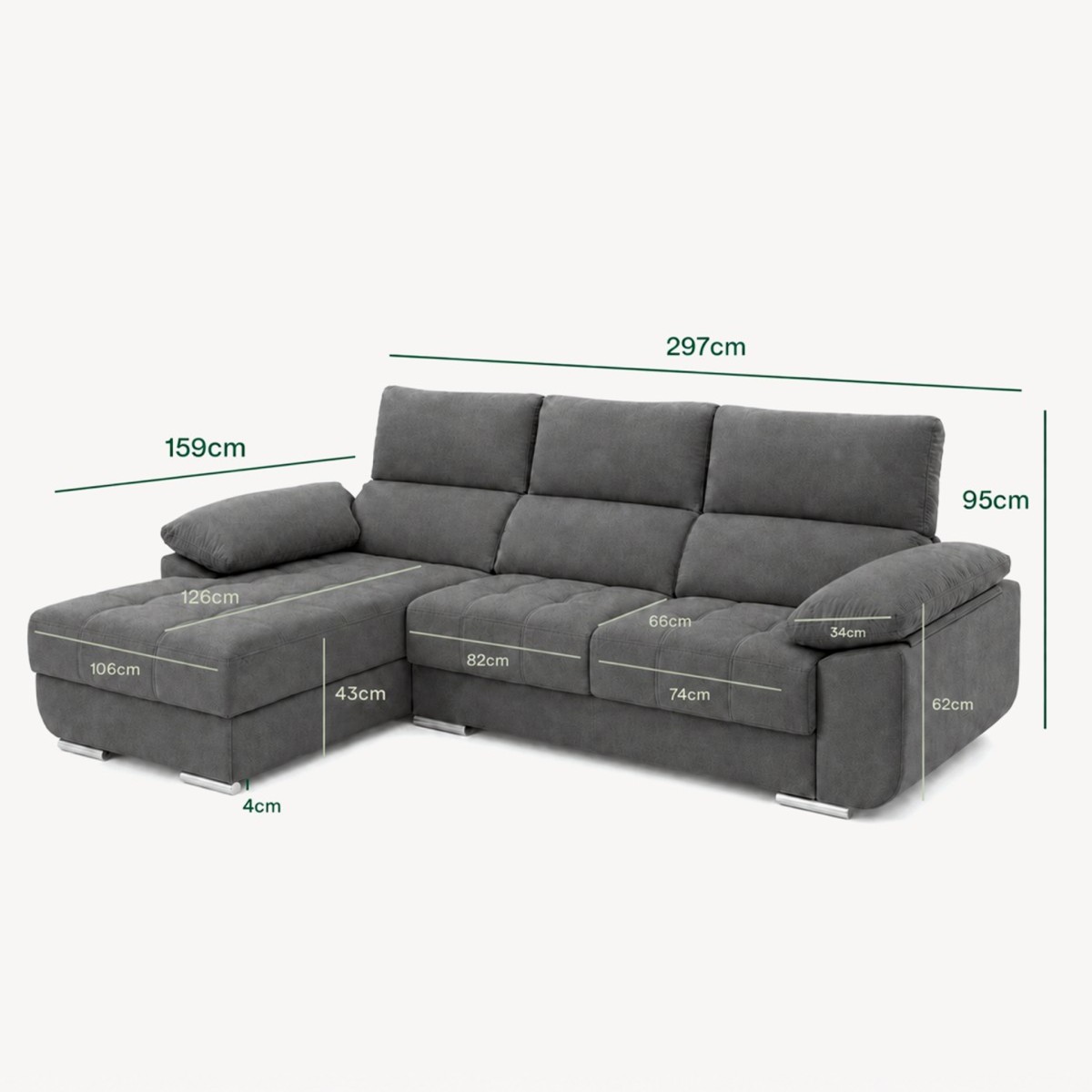 Sof� Chaise Longue Livorno Direita com cama