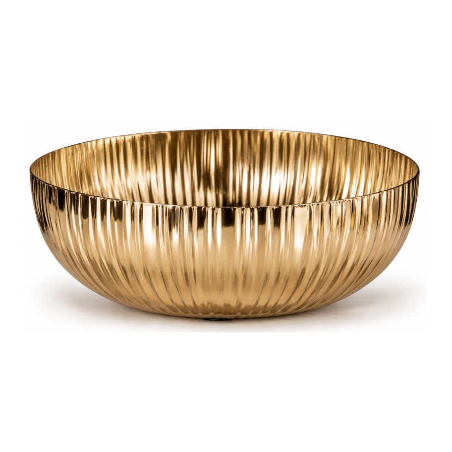 Ta�a Redonda de Metal Dourado 20cm