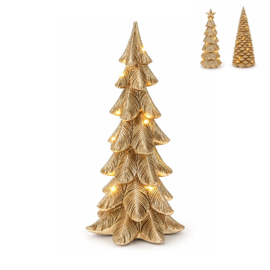 �rvore de Natal Dourada com Luz 29cm Sortida