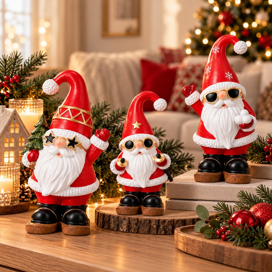 Pai Natal com �culos de Sol 17cm Sortido