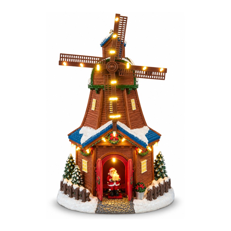 Moinho de Vento com Luz e M�sica 40cm