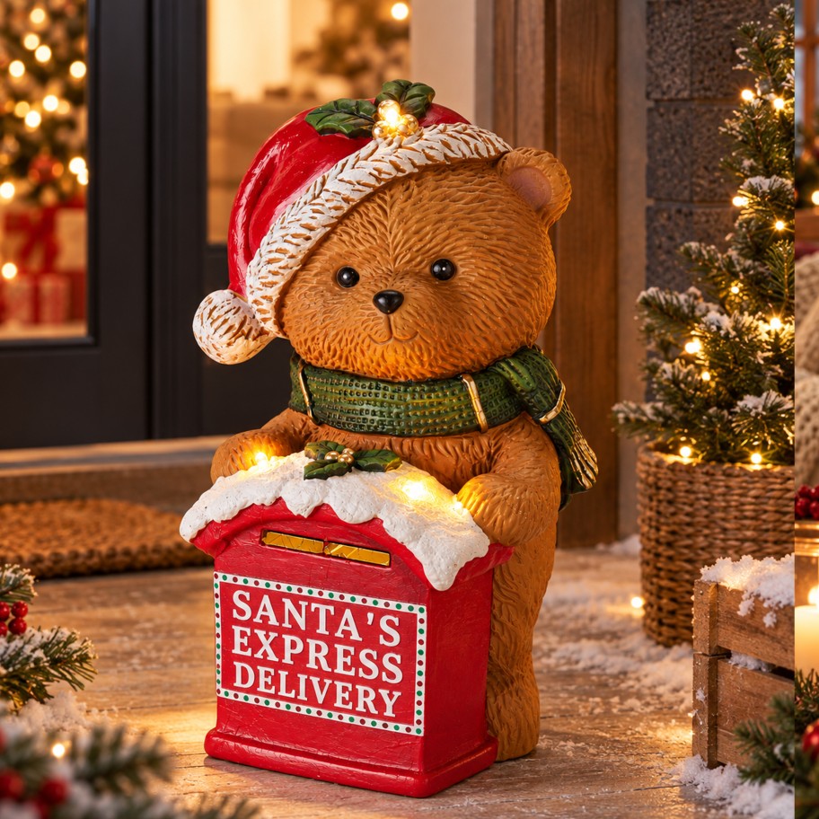 Urso de Natal com Caixa de Correio 30cm