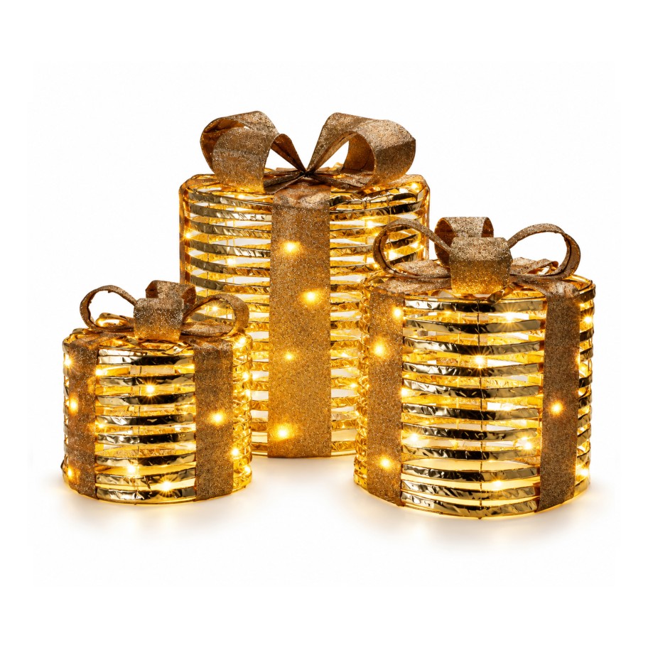 Conjunto de Caixas Presente Redondas com Luz
