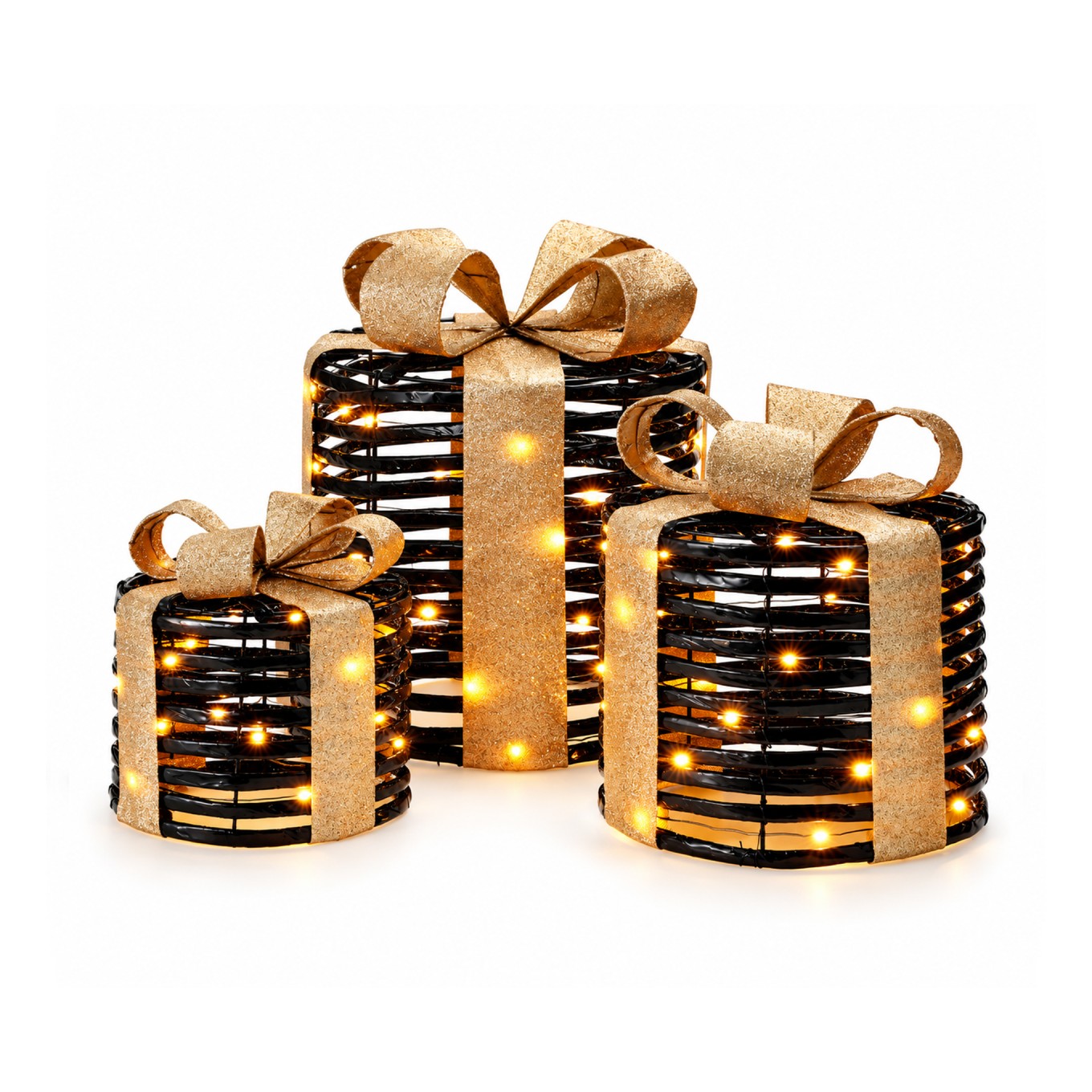 Conjunto de Caixas Presente Redondas com Luz